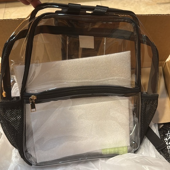 New 🆕 Clear Black Trim Backpack - Picture 3 of 3